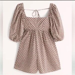 Abercrombie & Fitch burgundy Patterned romper - puff sleeves